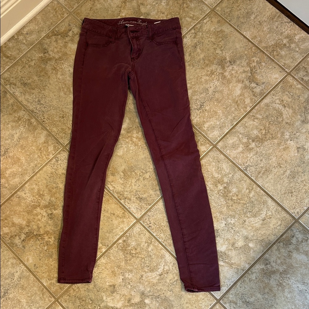 American Eagle Maroon Knit Jeggings size 2 X-Long